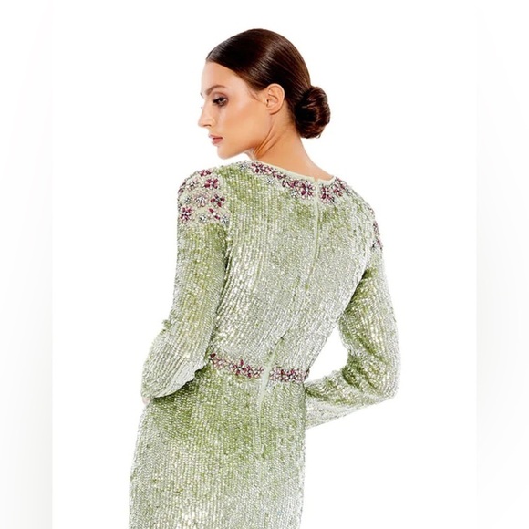 Mac Duggal 93568 NWT TEA-LENGTH DRESS WITH FLORAL BEADING - Picture 4 of 7